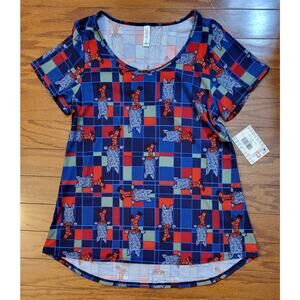 LuLaRoe Shirt Size Small Pattern with Dogs & Scarfs